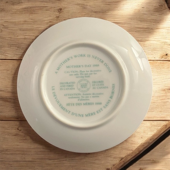 2/$25 Vintage Avon A Mother's Work Is Never Done Mother's Day Plate 1988 - Picture 2 of 4